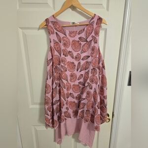 India Boutique Floral Pink Shell Print Sleeveless Mini Dress One Size